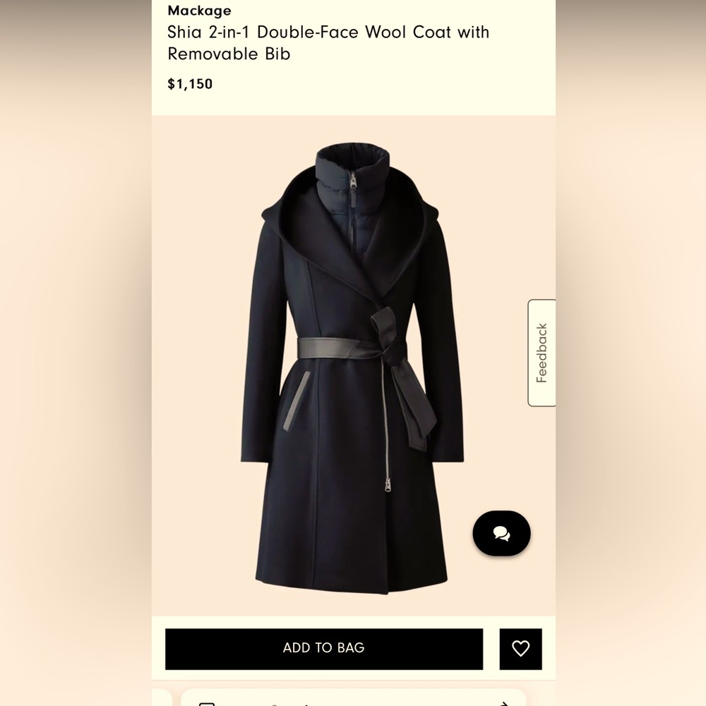 MACKAGE Black Winter Coat XL